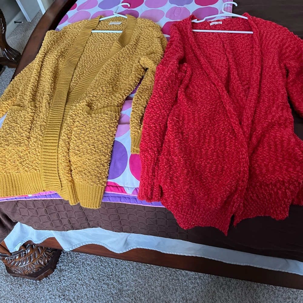 Brooks Women's Cardigan Set - Red and Mustard